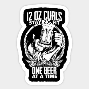 12 oz Beer Curls Staying Fit workout Sticker